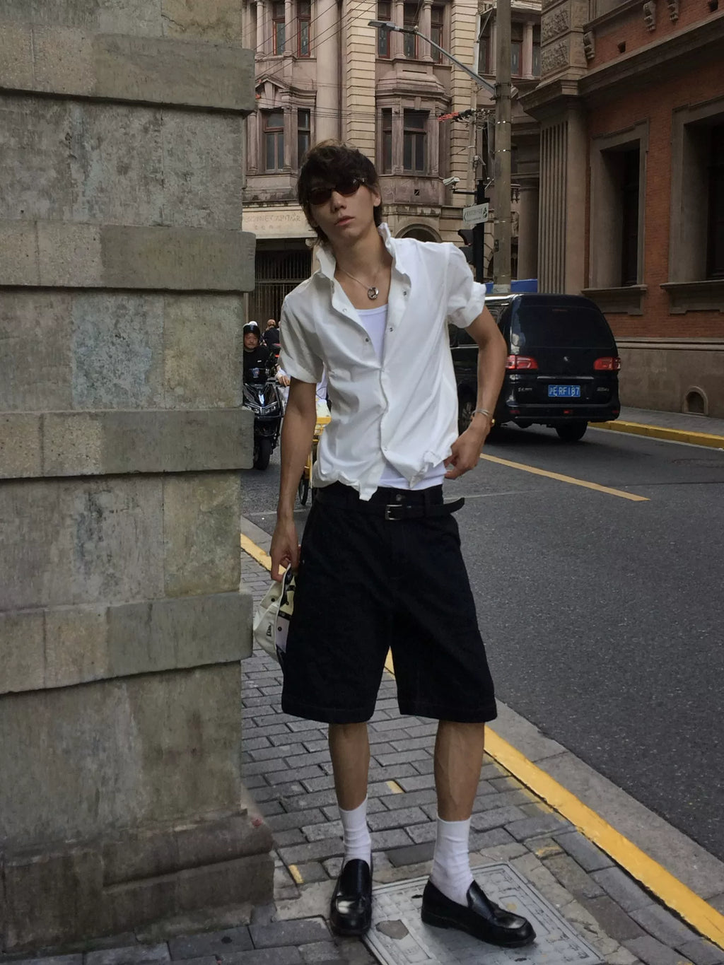 Borrowed Project Casual Square Neck Short Sleeve Shirt