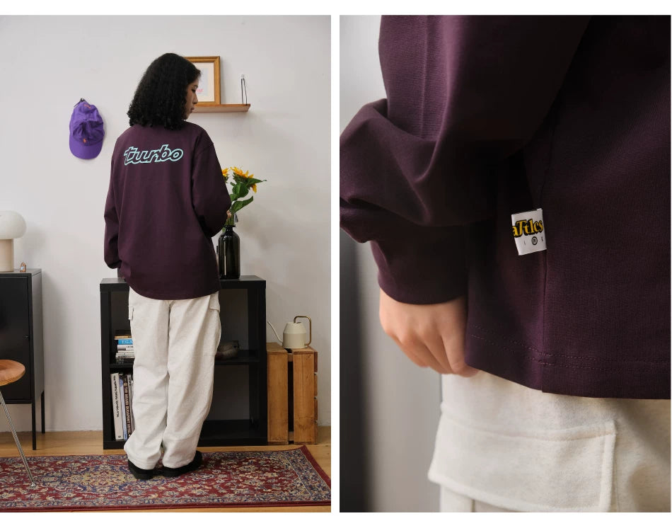 Battles Embroidery Contrast Printing Crew Neck Long Sleeve