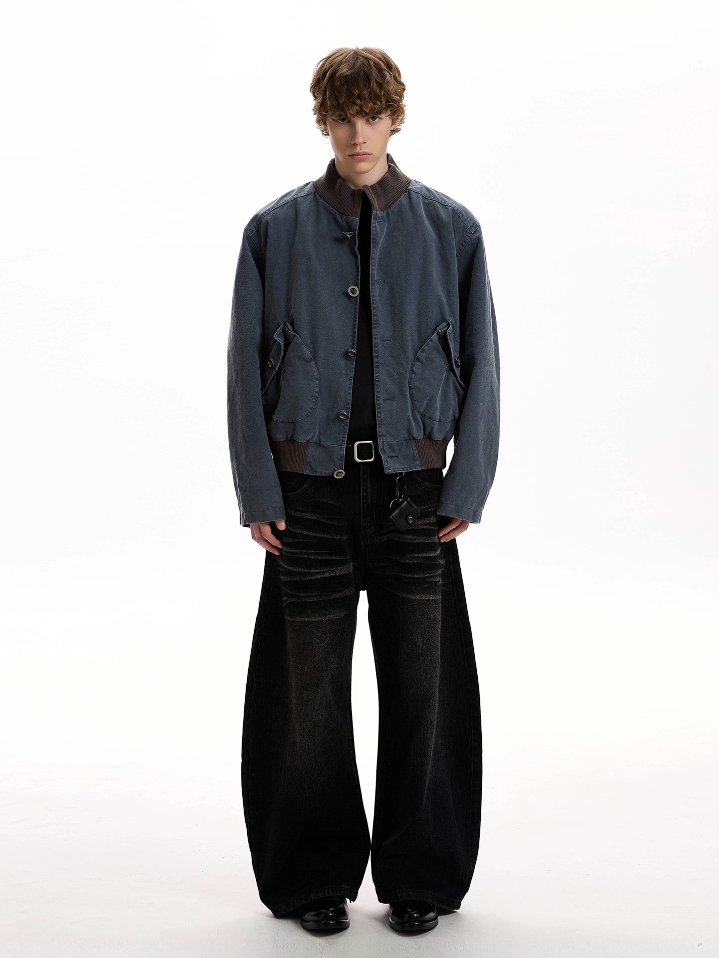 A PUEE Retro Short Stand-up Collar Versatile Jacket