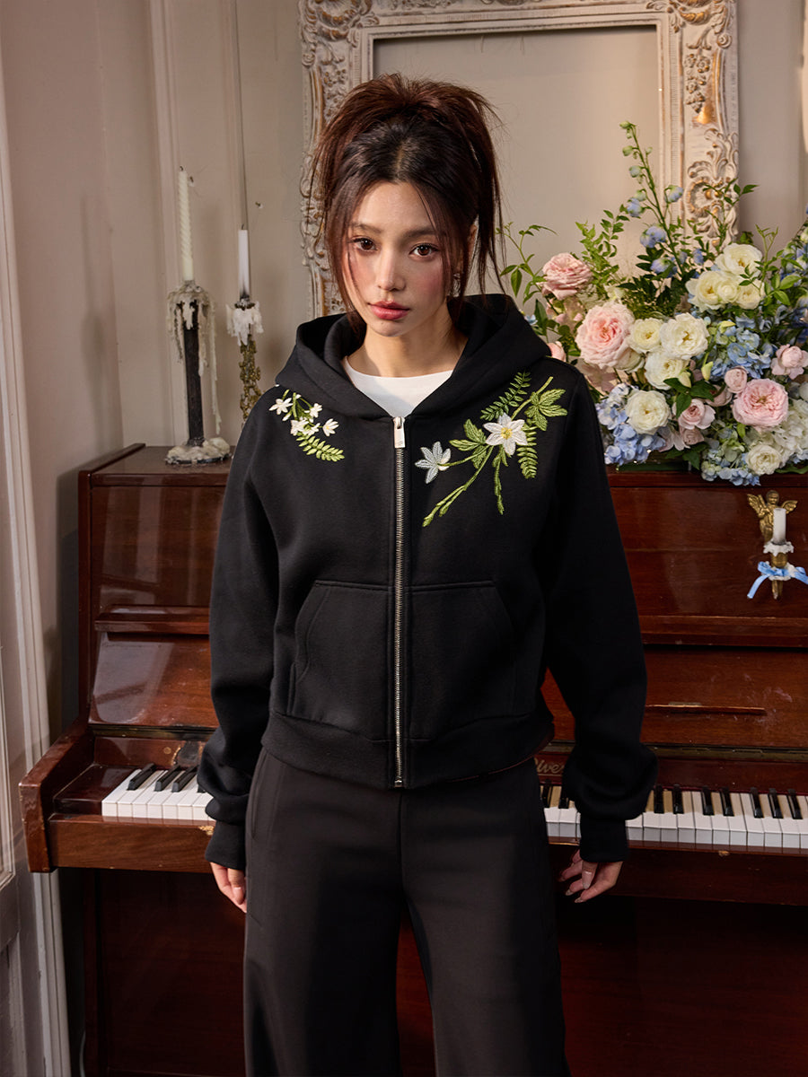 Harshandcruel Chinese floral wreath embroidered HACR Hoodie