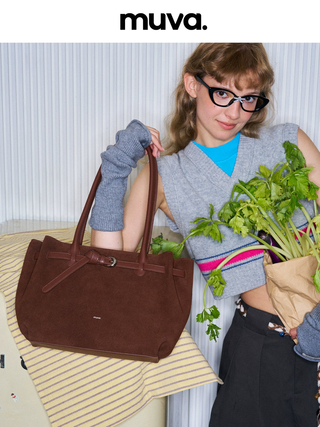 MUVA Simple Texture Large Capacity Armpit Bag