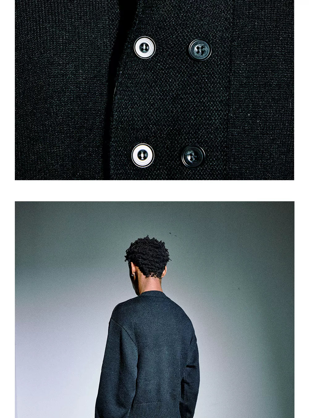 Anniehall Wool Vintage Double-breasted Cropped Sweater