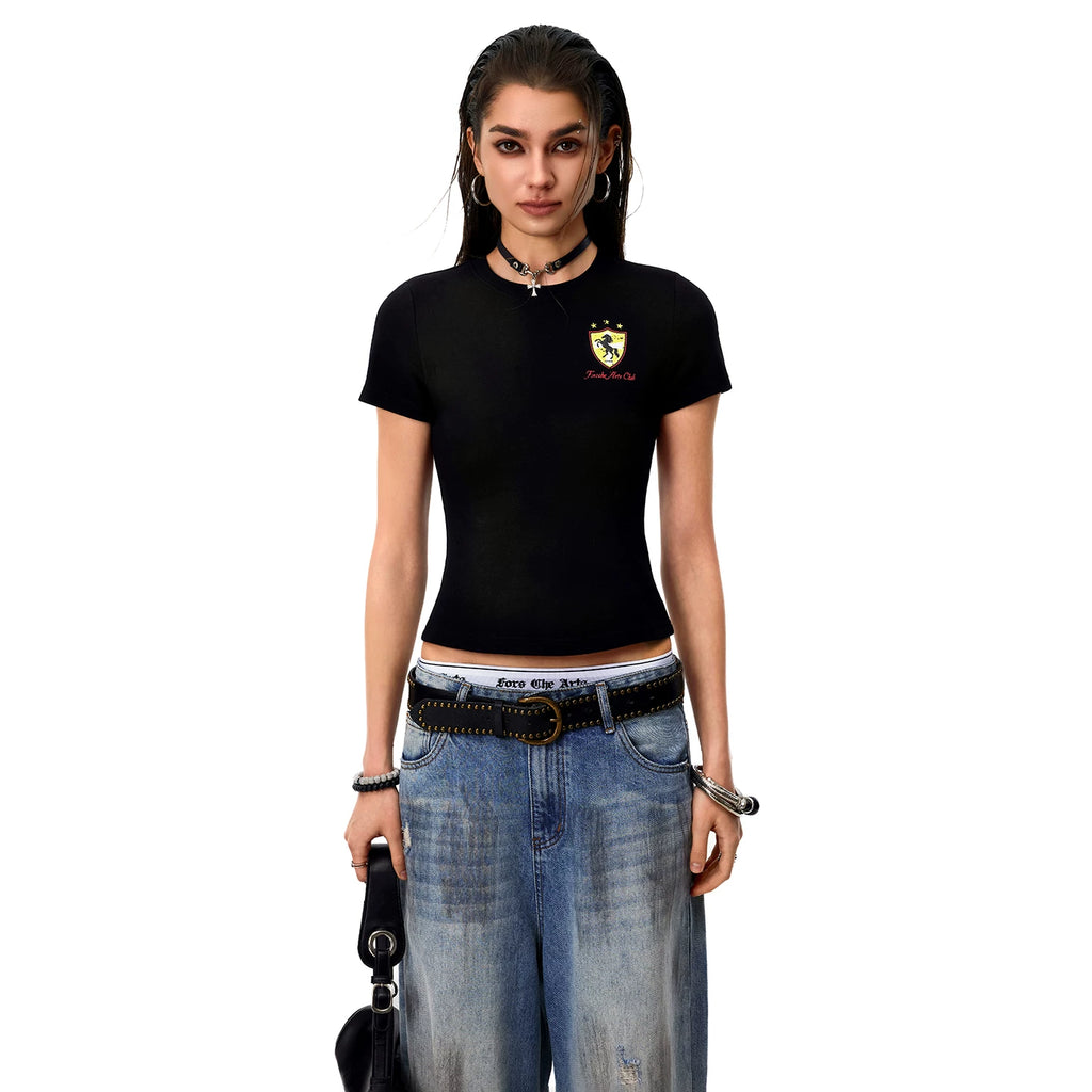0123Start Badge Front Shoulder Slim Tee