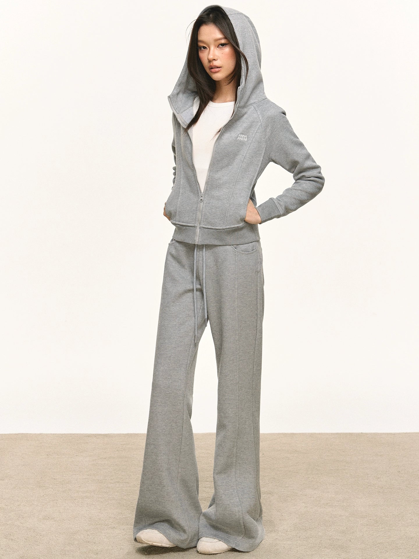 Anna Aneae Hooded Short Sweater Sports Two-piece Set