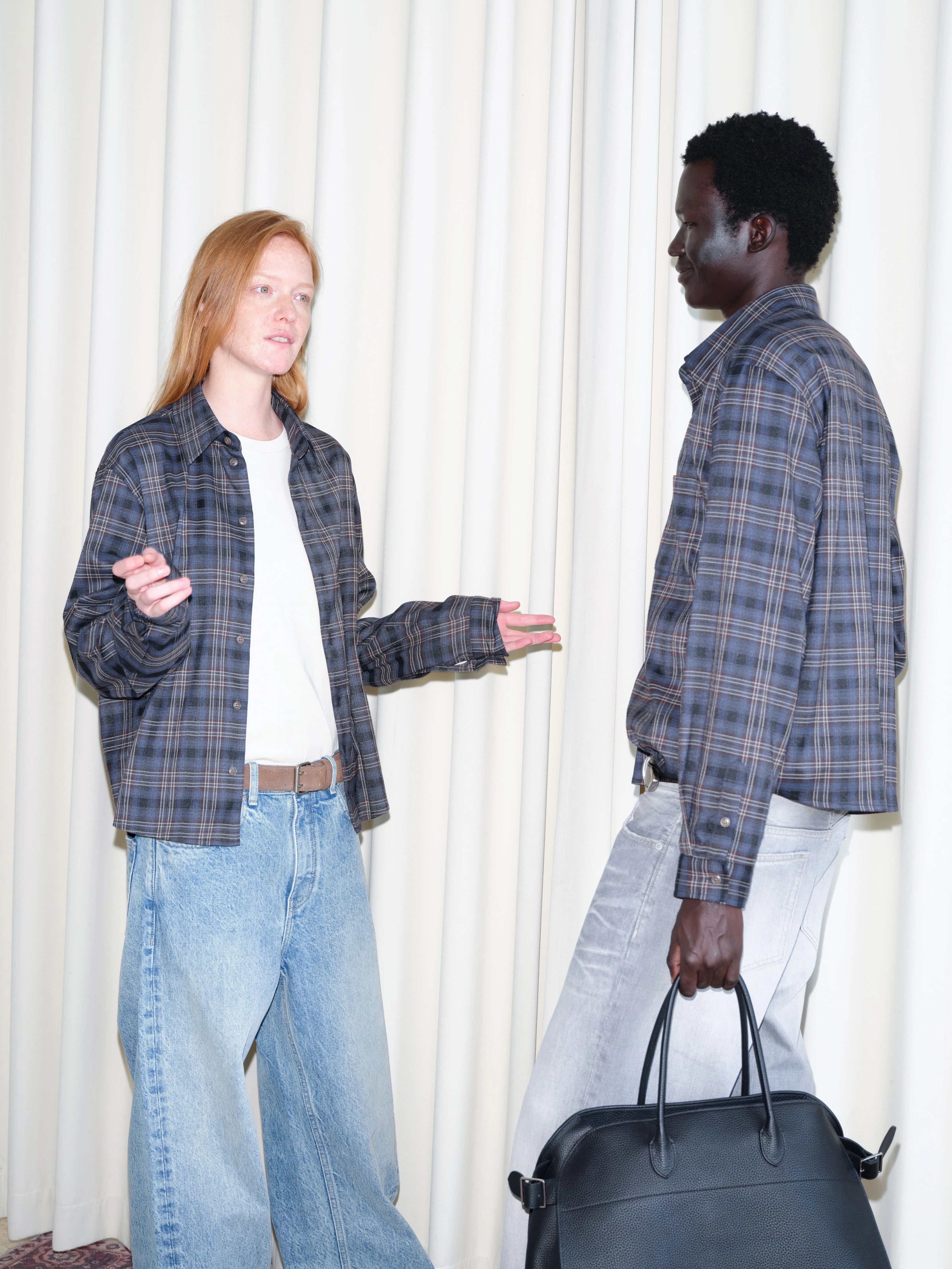 VLABMADE Vintage Plaid Long-sleeved Shirt Jacket