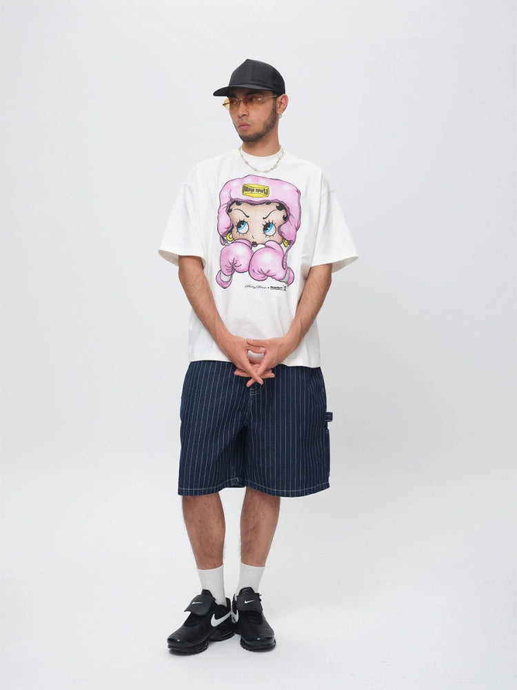 ComicTree Boxing Cartoon Betty Crew Neck Tee