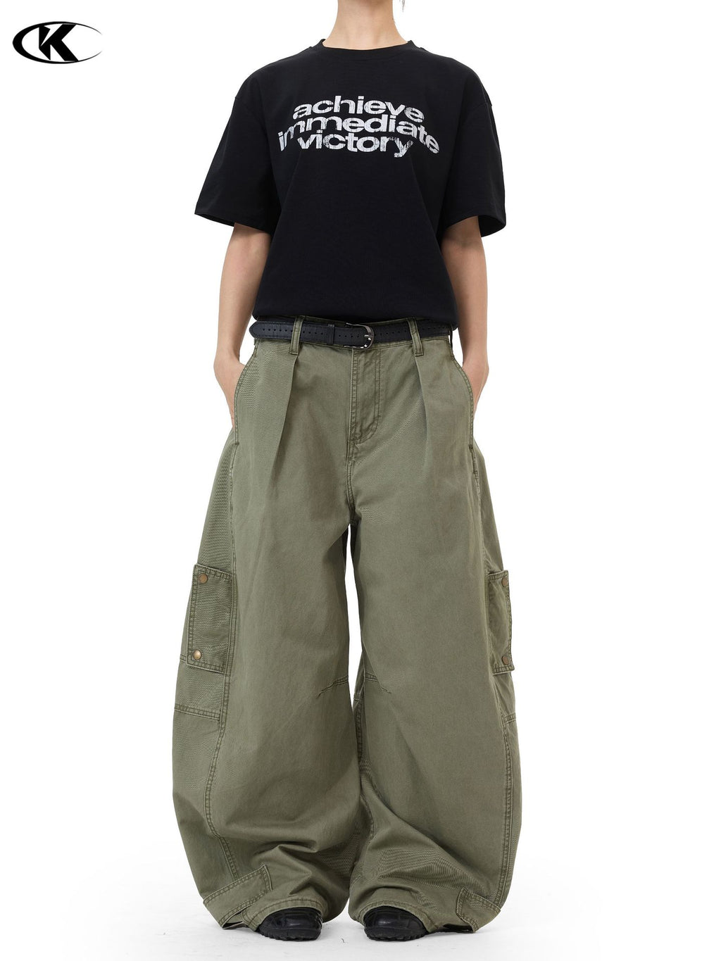 11KN Retro Multi-pocket Pleated Casual Overalls