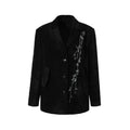 LOUMUTAKU Floral Handmade Beaded Velvet Blazer