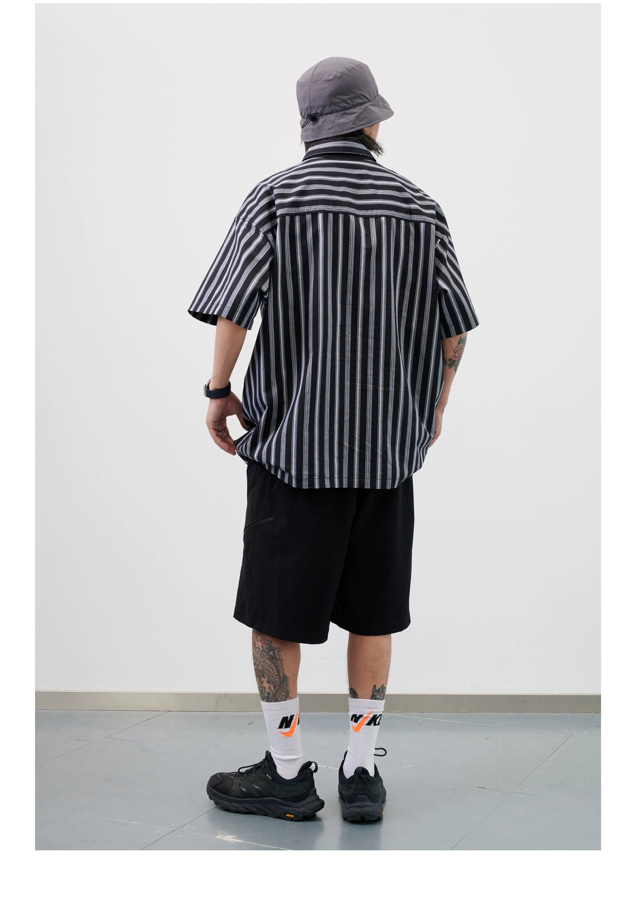 NUMBERSALT Striped Vintage Casual Loose Shirt