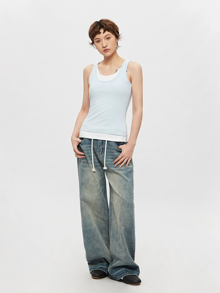 AIRHOOD Fake Two-piece Sling I-shaped Vest