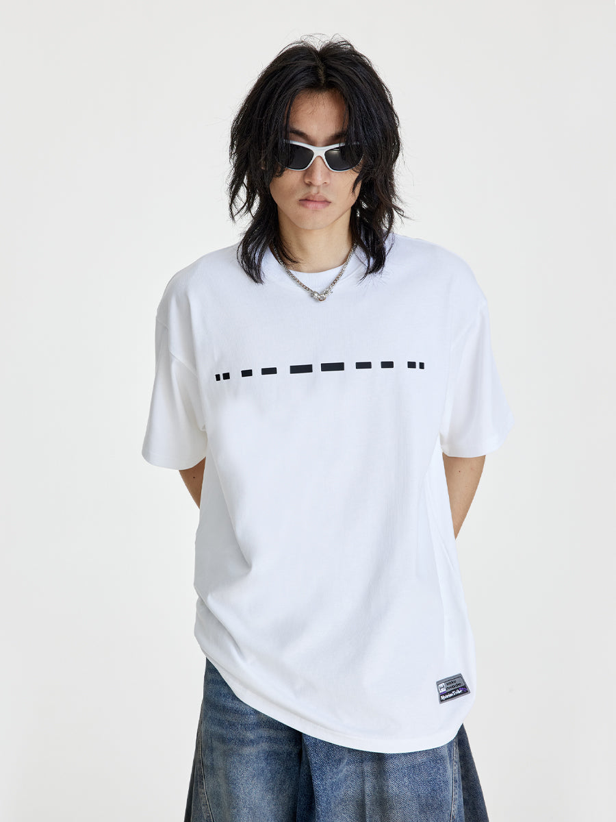 (NMK) Morse Code Cotton Loose Heavy Short Tee