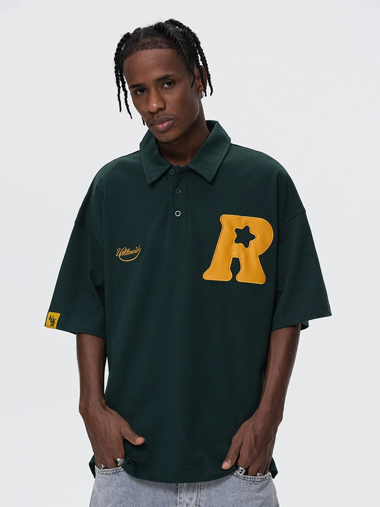 UNTILWERICH Vintage Polo Shirt Lapel Embroidered Tee