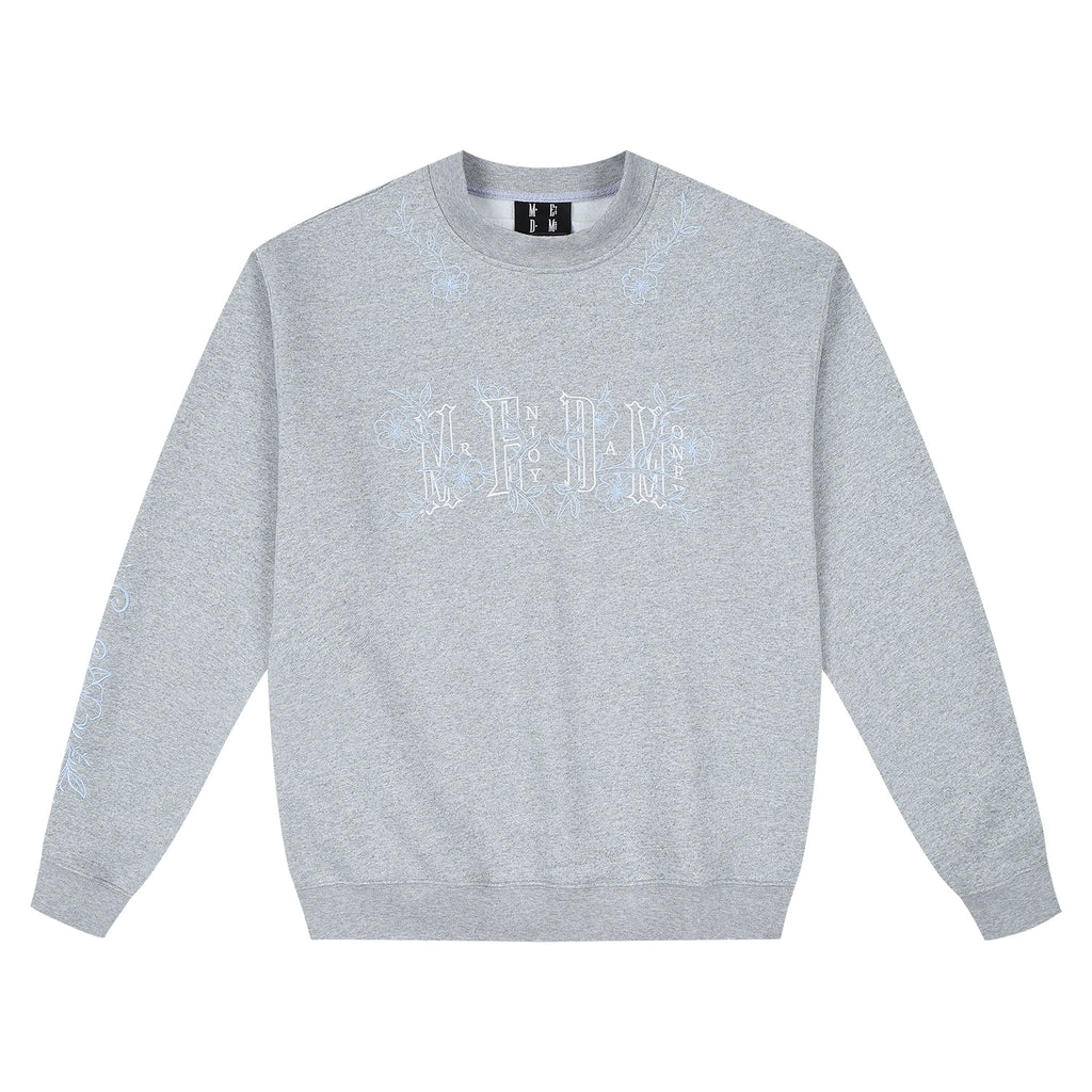 MEDM Alphabet Flower Bag Needle Crew Neck Fleece Sweater