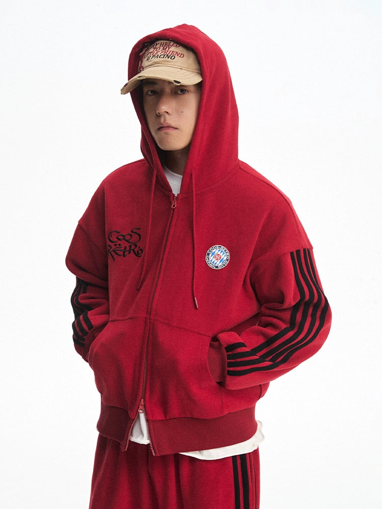 CoosRetro Casual Versatile Striped Cardigan Hooded Sweater