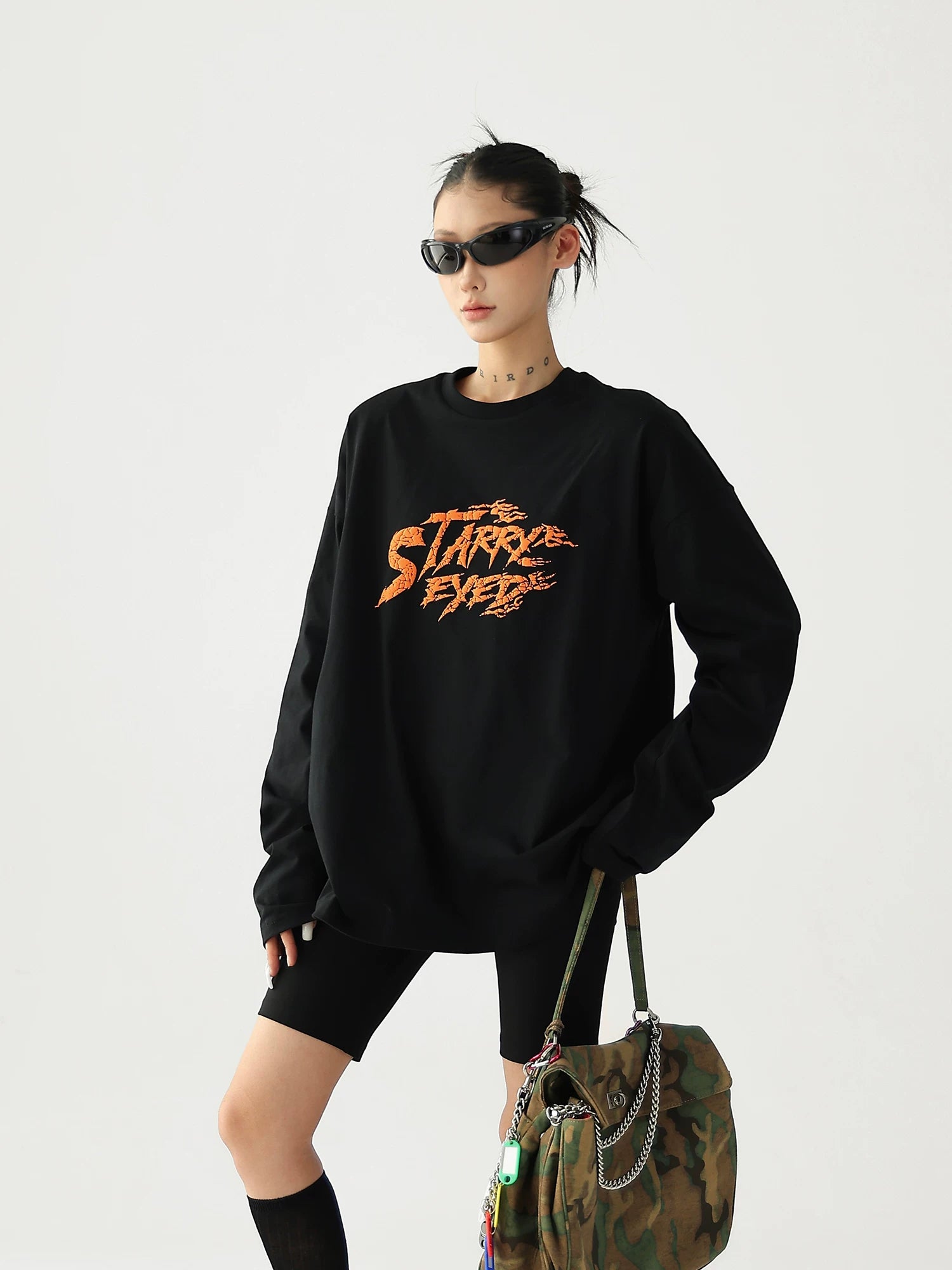 AceStudios Loose Foam Three-dimensional Letter Print Long Sleeve