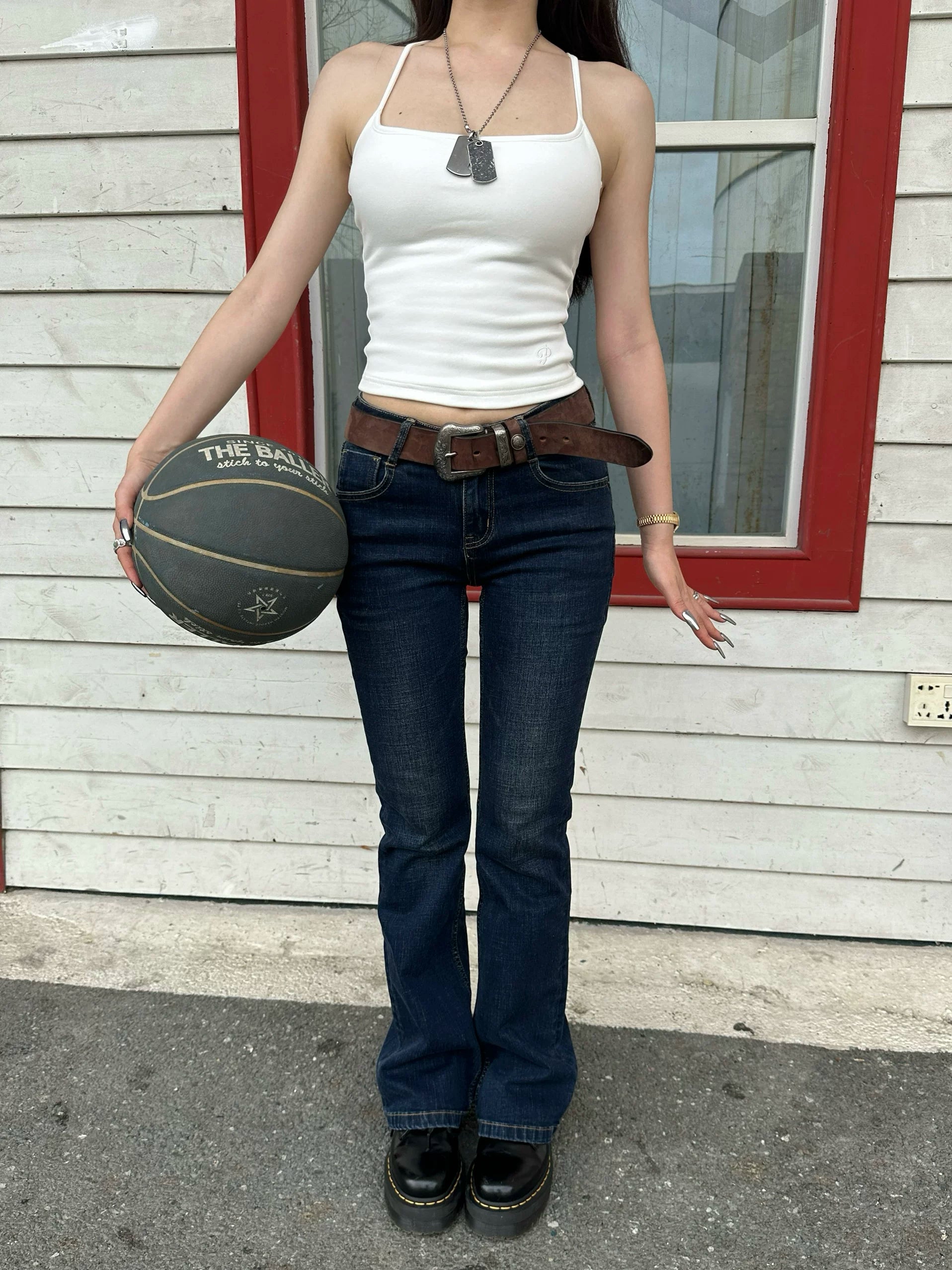 Popchee High Elastic Mid-waist Slim Jeans