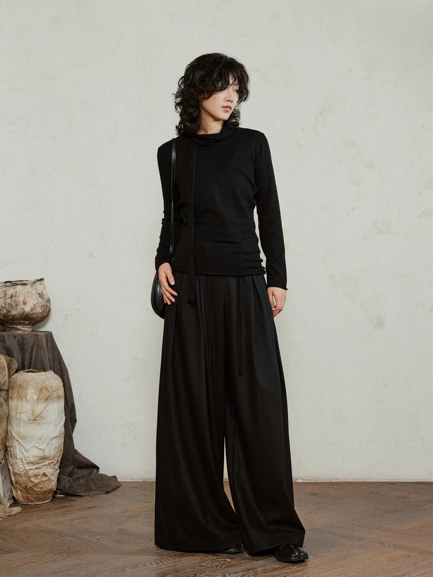 SUNYVONNE Lazy Wind Strap Knitted Long Sleeve