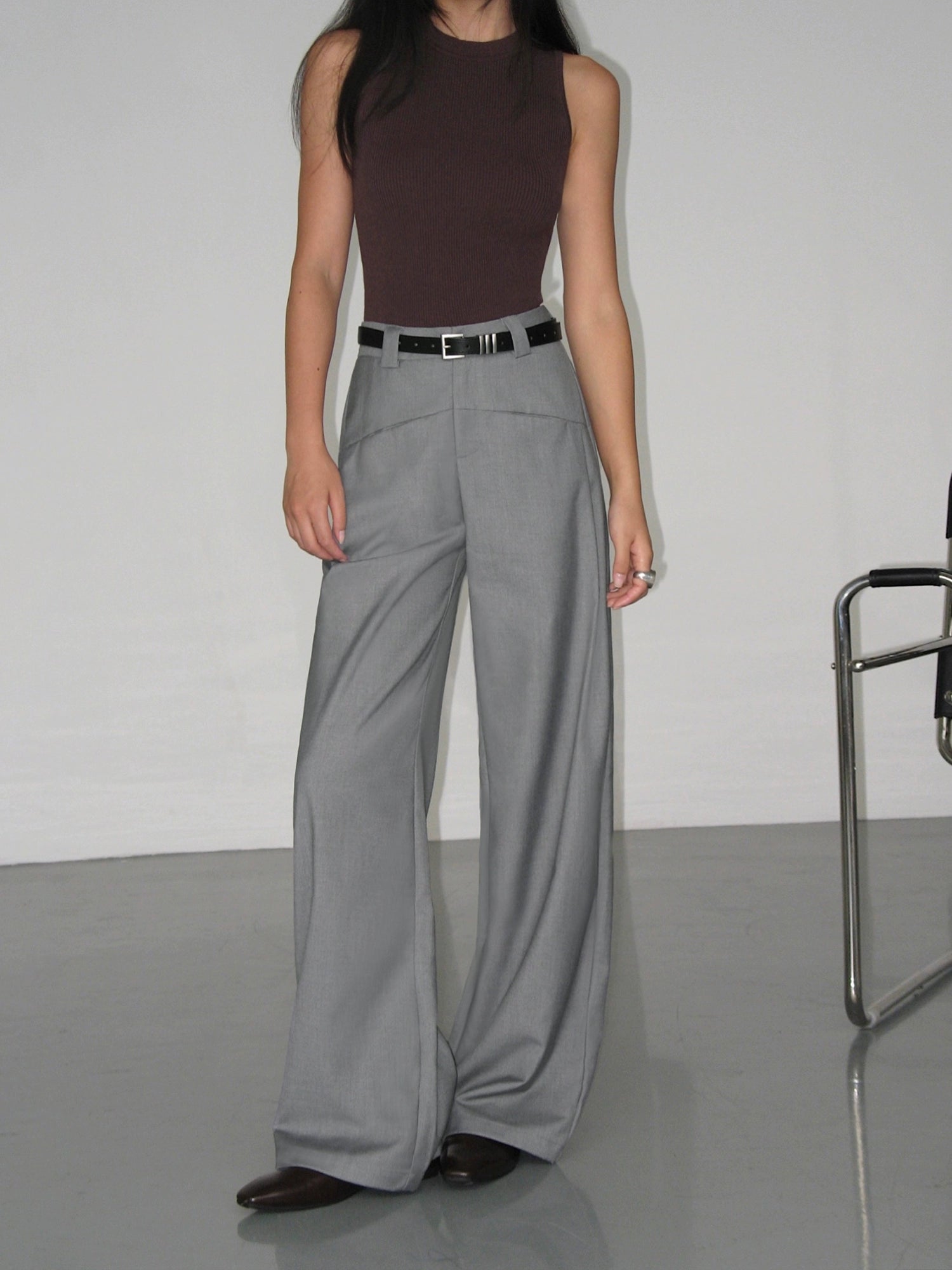 NEVA HU High-waisted Straight-leg Suit Pants