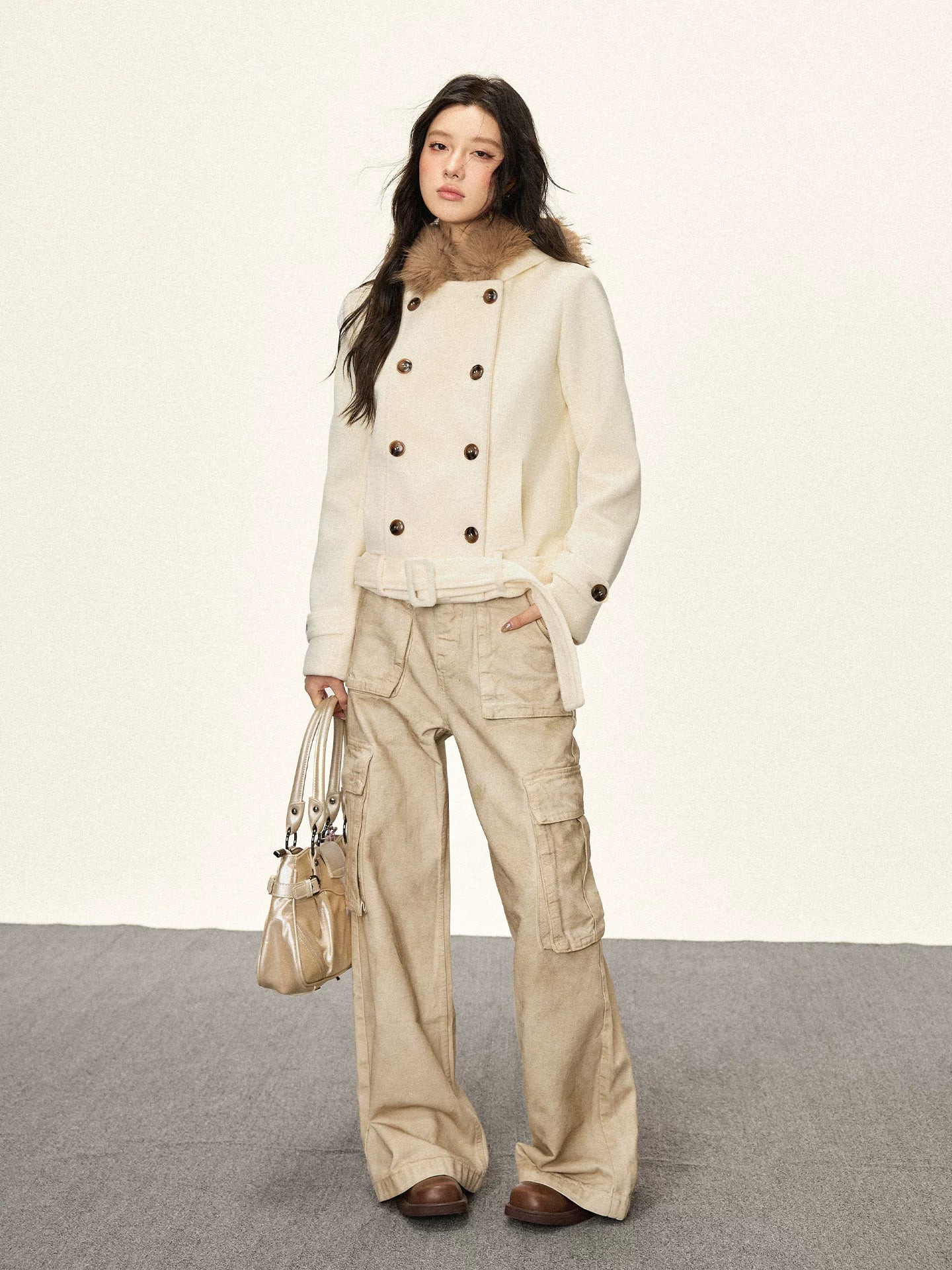 Cherry Melody Double-breasted Tweed Hooded Jacket