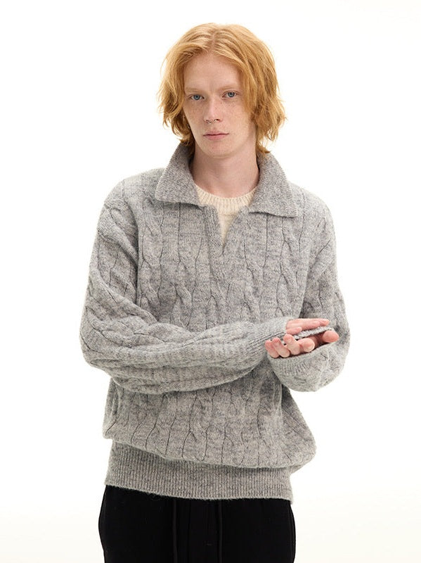 UNF Loose Cashmere Comfortable Soft Waxy Fake Two-piece Knitted Sweater