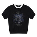 MEDM Letter Pattern Casual Old Knitted Round Neck Tee