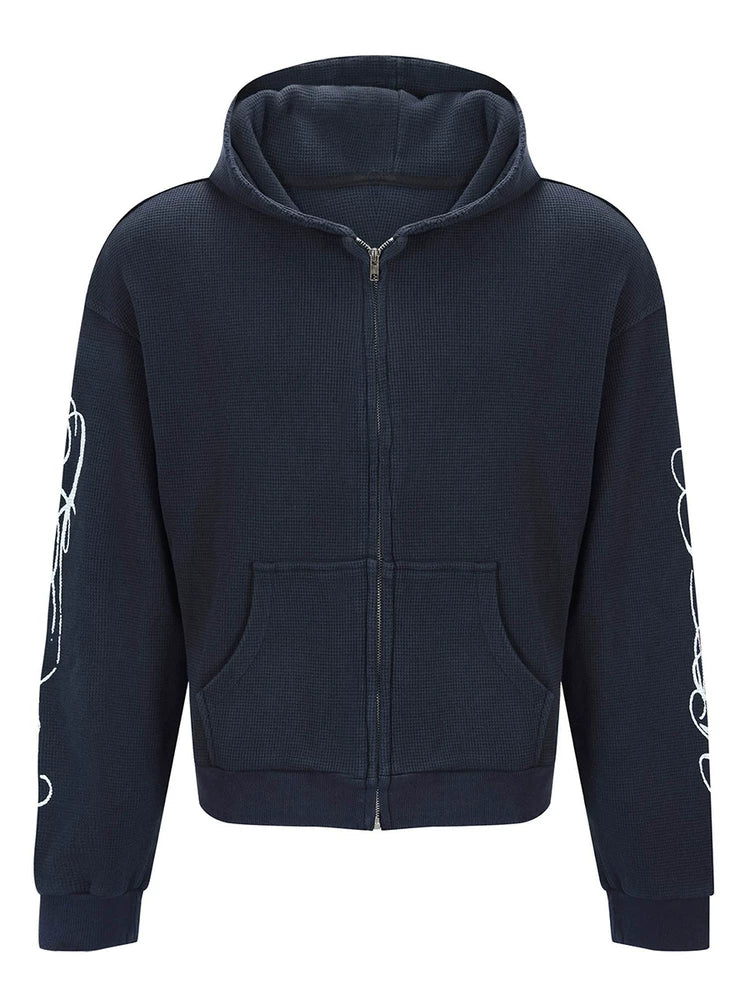 FTS Waffle Old Print Hooded Sweater Jacket