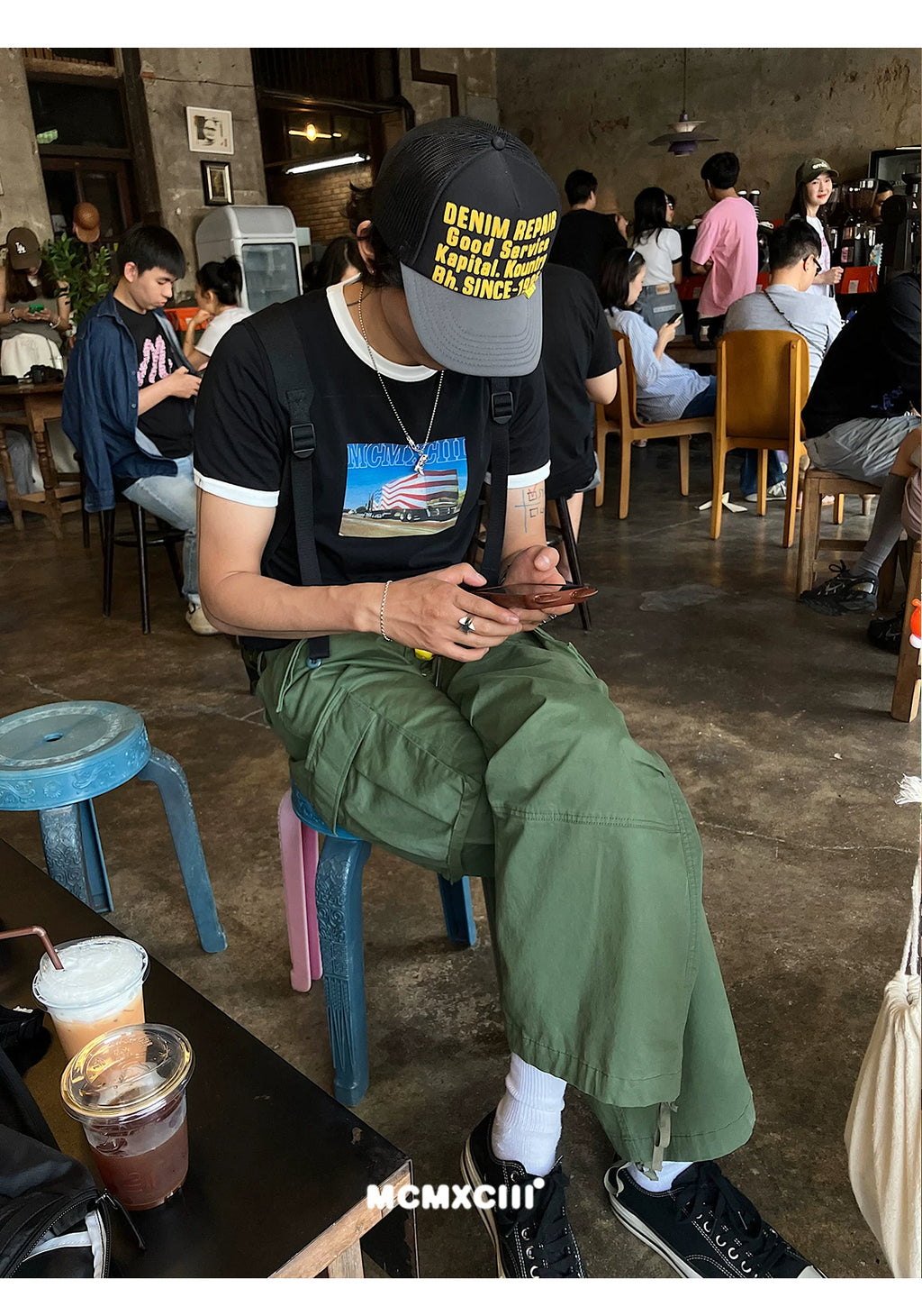 Mcmxciii Contrasting Color Slim Casual Tee