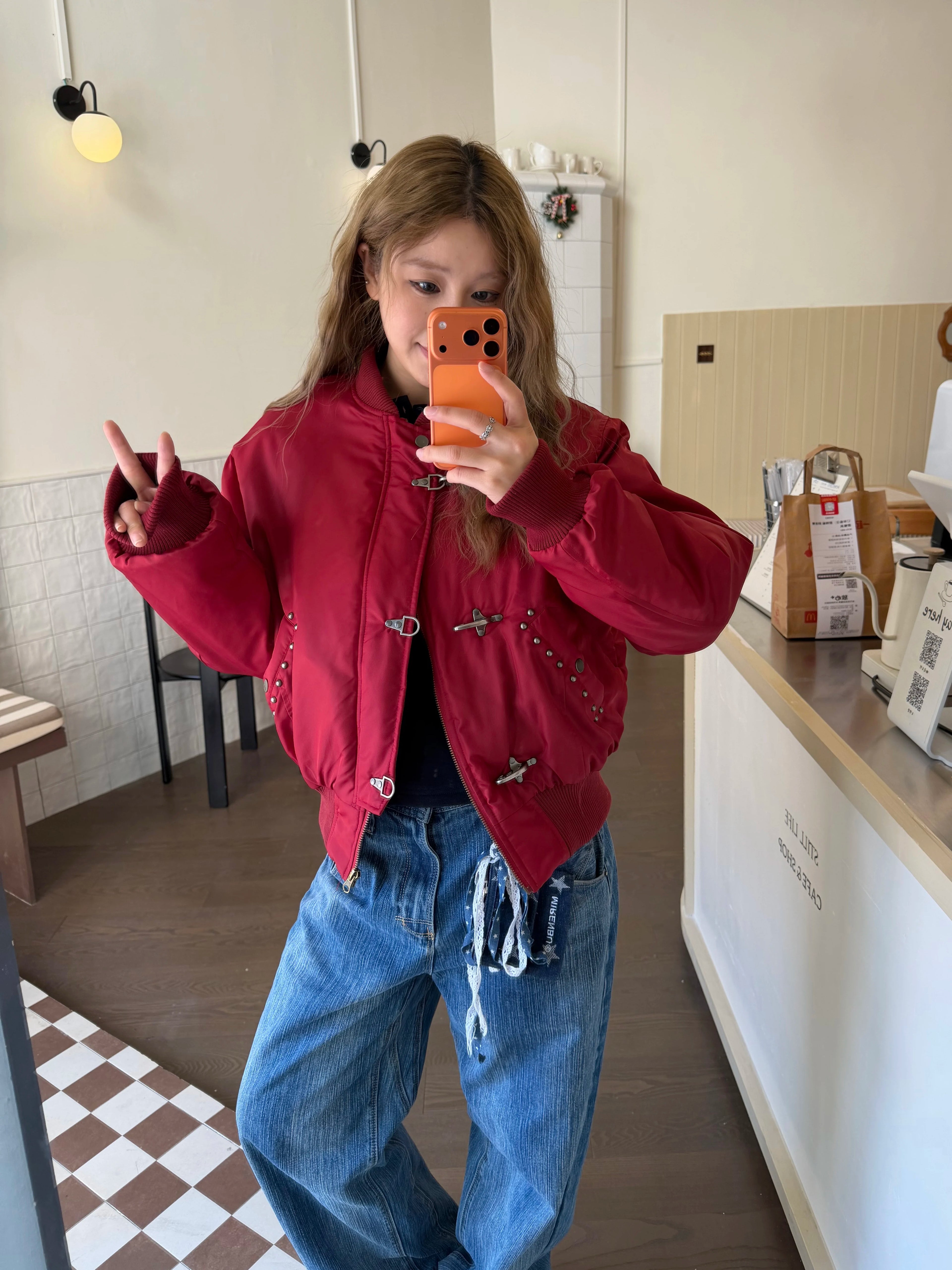 CCYE Lobster Button Bead Flight Jacket Cotton Jacket