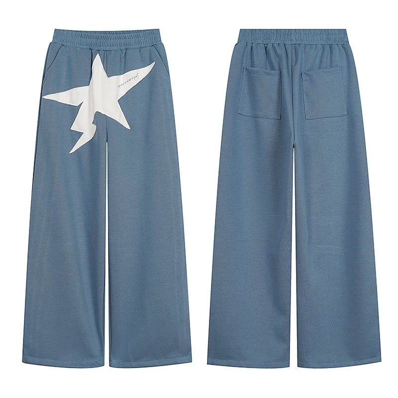 EAHO Star Sticker Elastic Waist Versatile Sweatpants