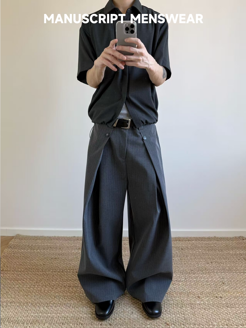 MANUSCRIPT Casual Loose Striped A-line Trousers