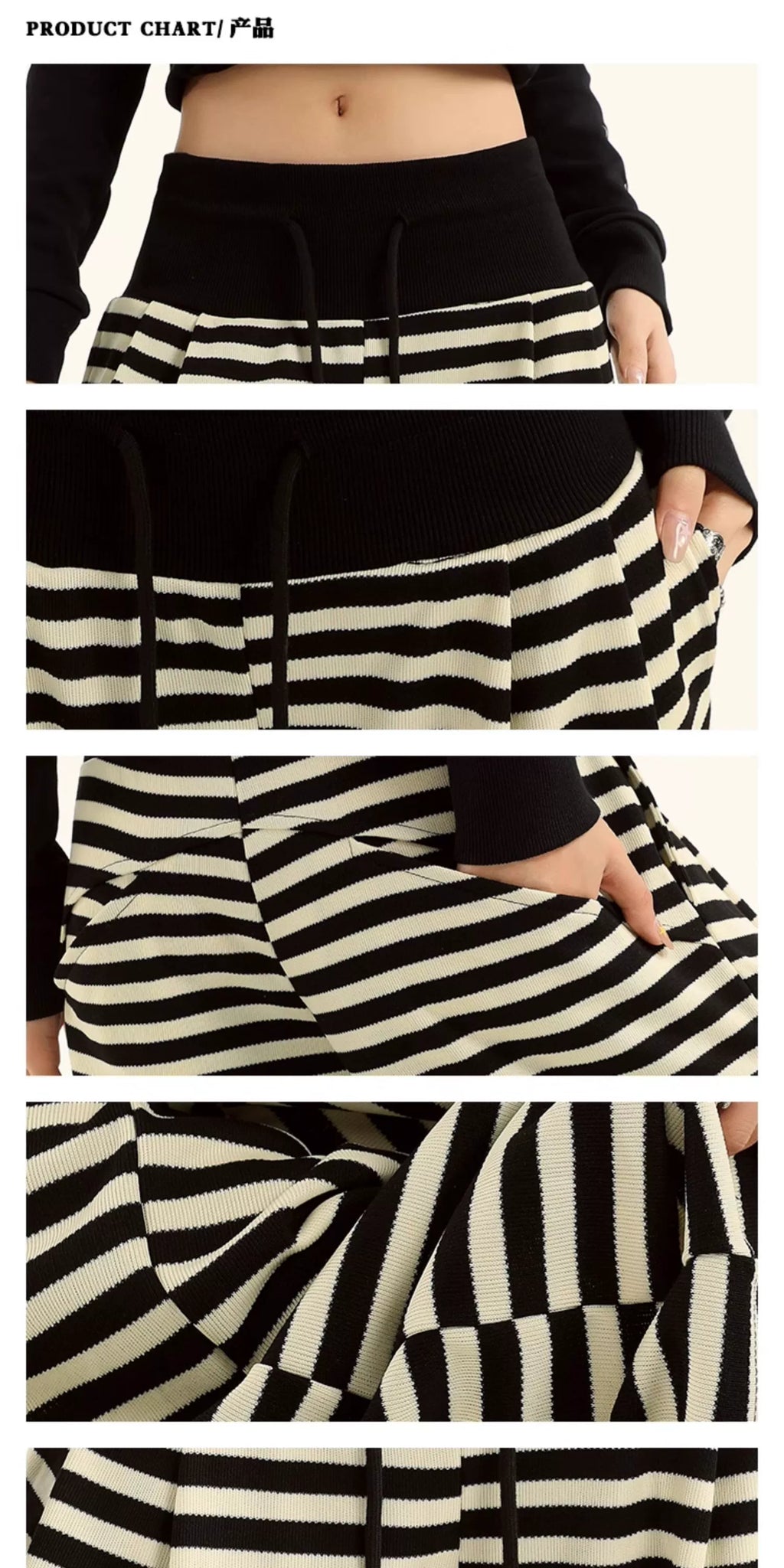 ZAVK Spliced Striped Wide-leg Slacks