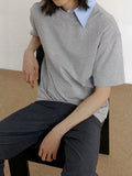 COLN Fake Two Piece Double Neck Tee