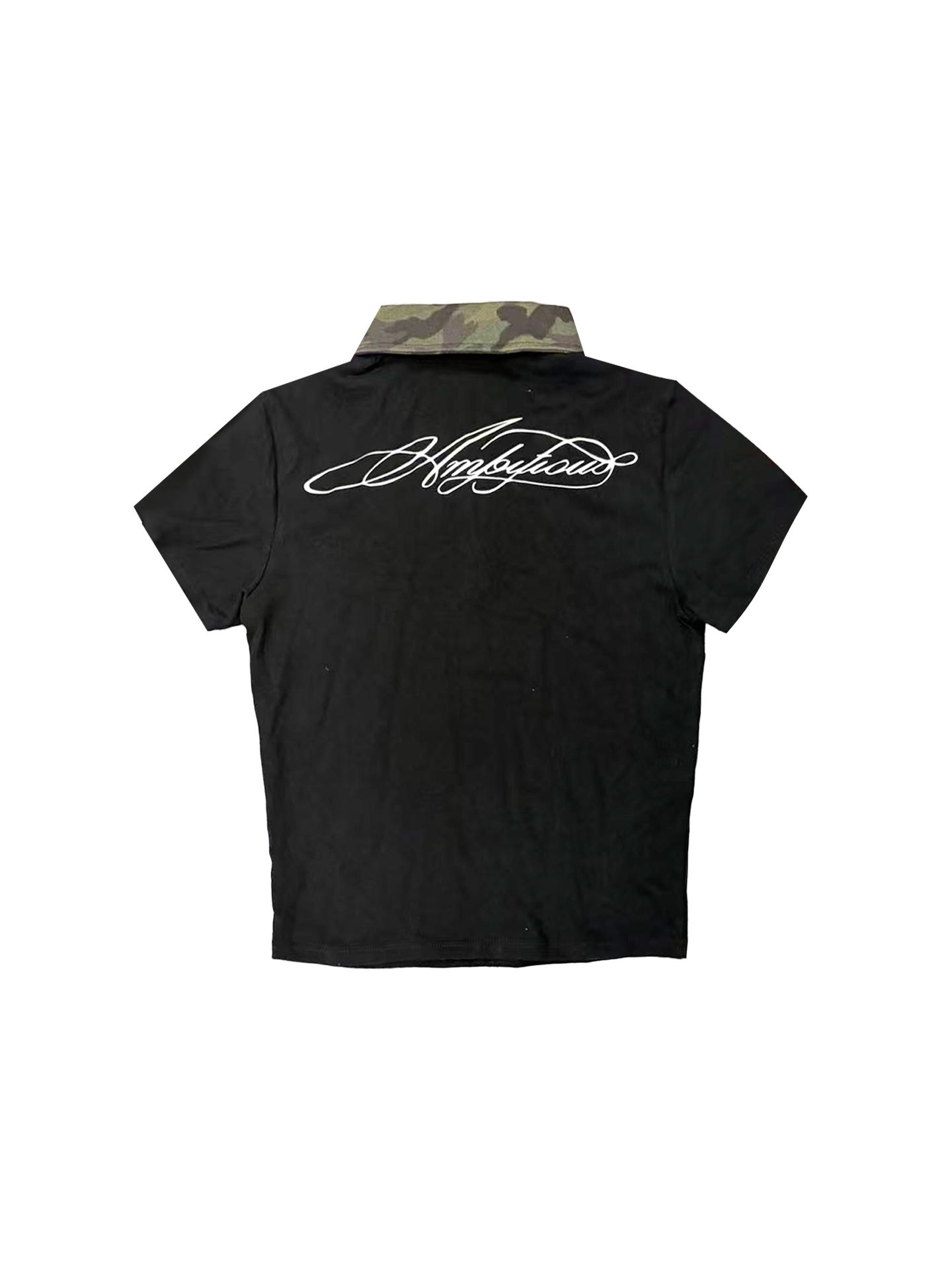 DETW Camouflage Contrasting Color Front Shoulder Thin POLO Shirt Tee