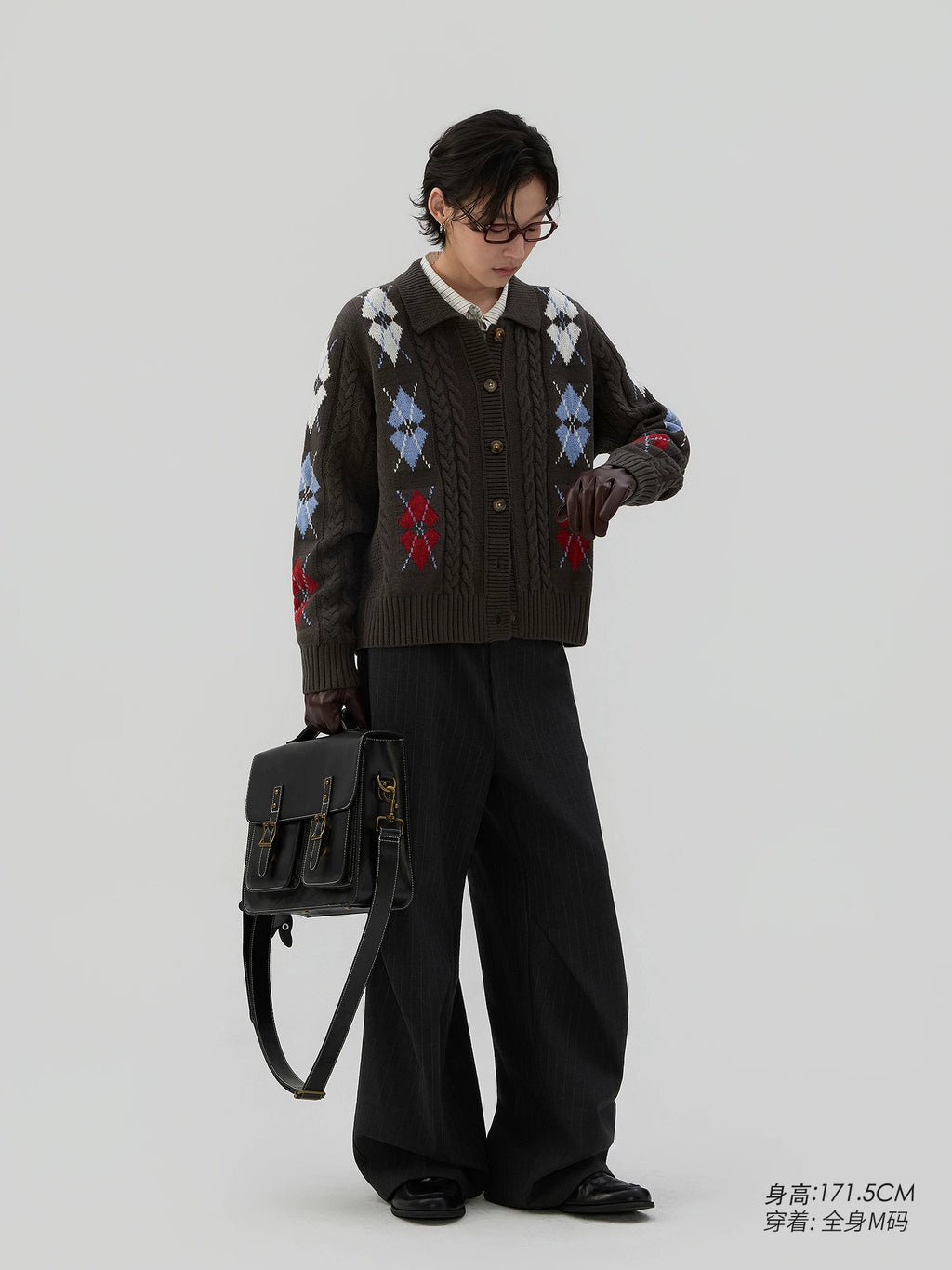 Sameuoo Rhombus Twist Knitted Sweater