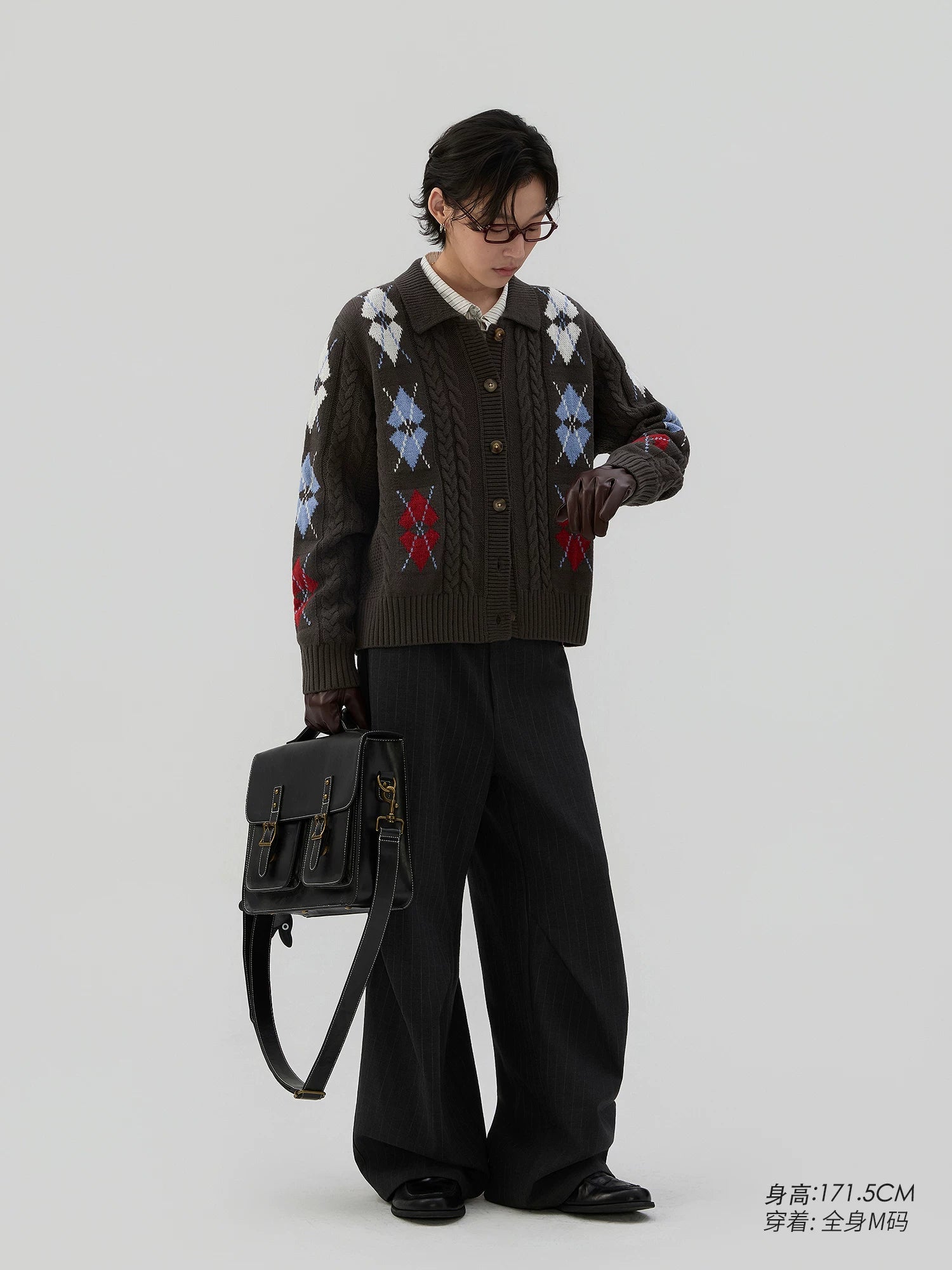 Sameuoo Rhombus Twist Knitted Sweater