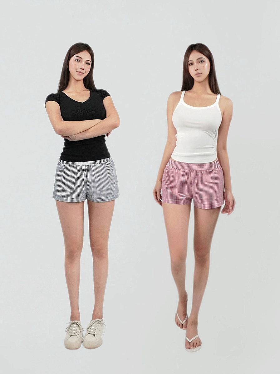 Jim Kennet Low-rise Striped Straight Casual Shorts