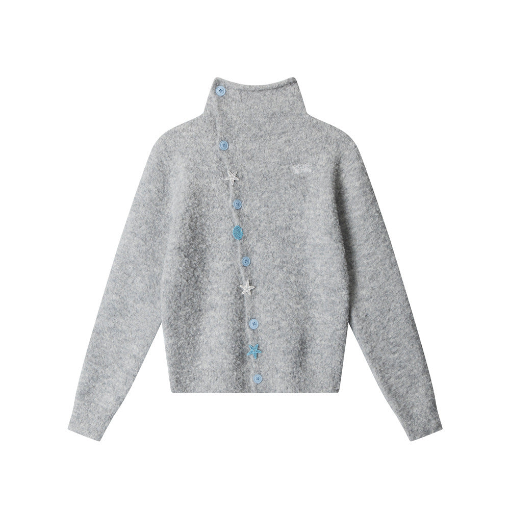 Nariele Turtleneck Soft Waxy Sweater Jacket