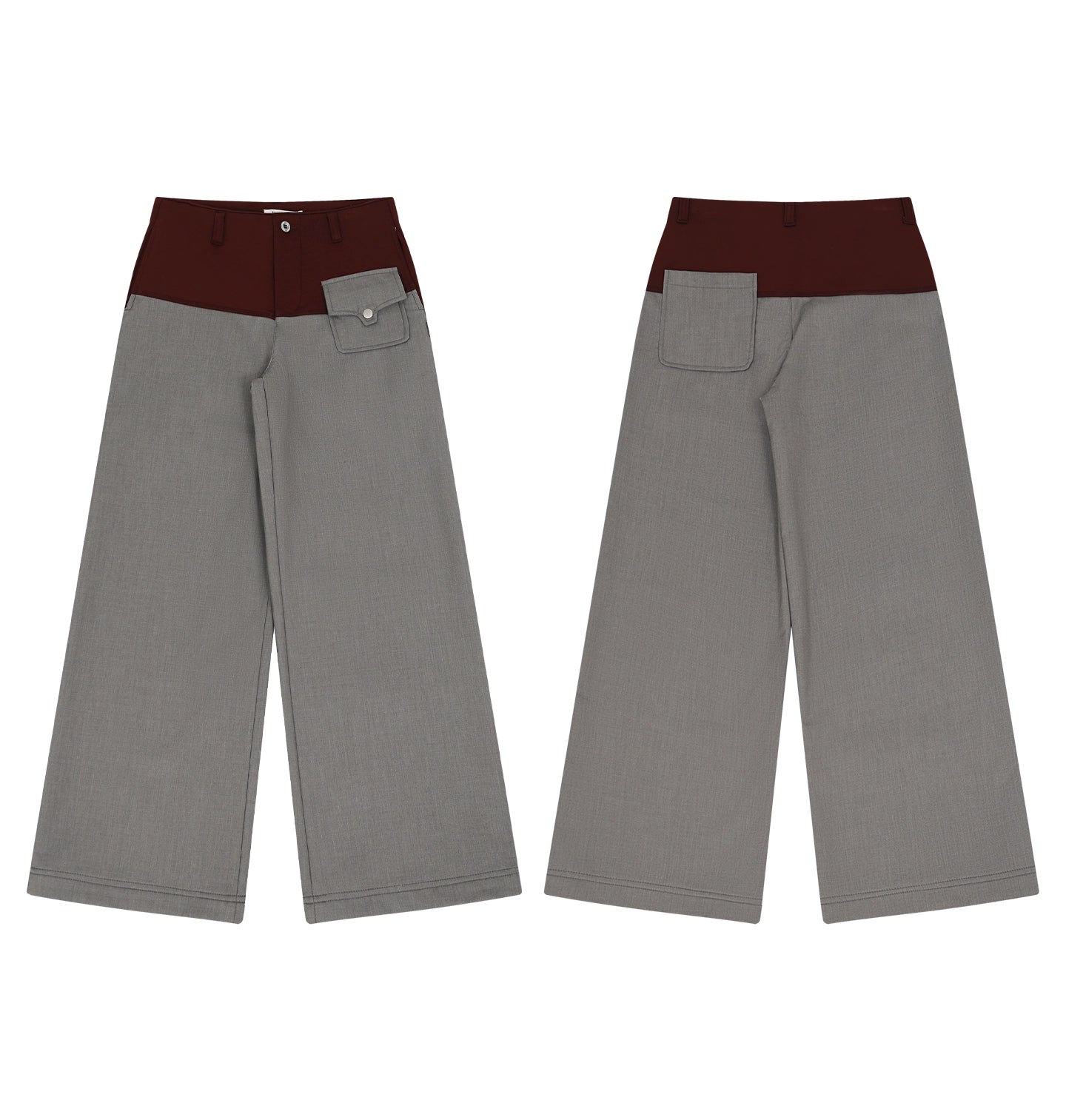 FUNKYFUN Color Matching Waistless Straight Loose Casual Trousers