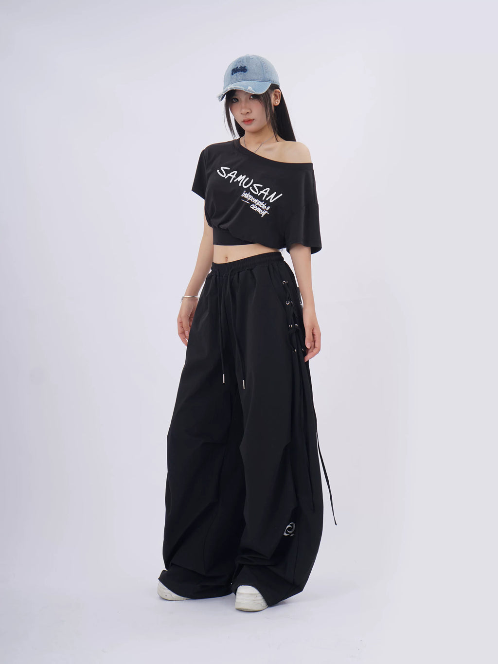 SAMUSAN Wide-leg Loose Drawstring Sweatpants