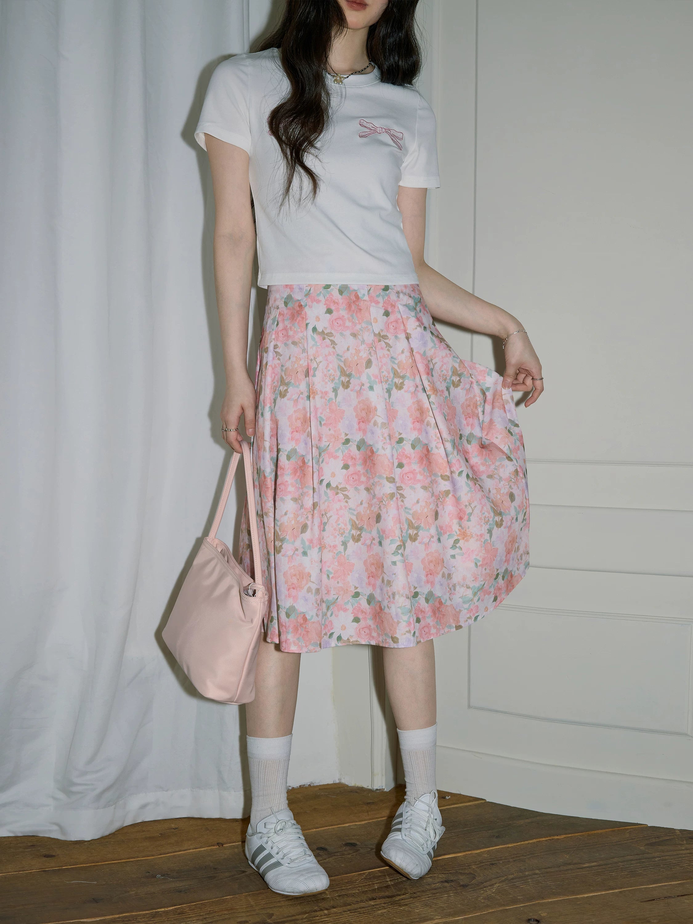 XUJING High Waist and Thin Temperament Floral Skirt