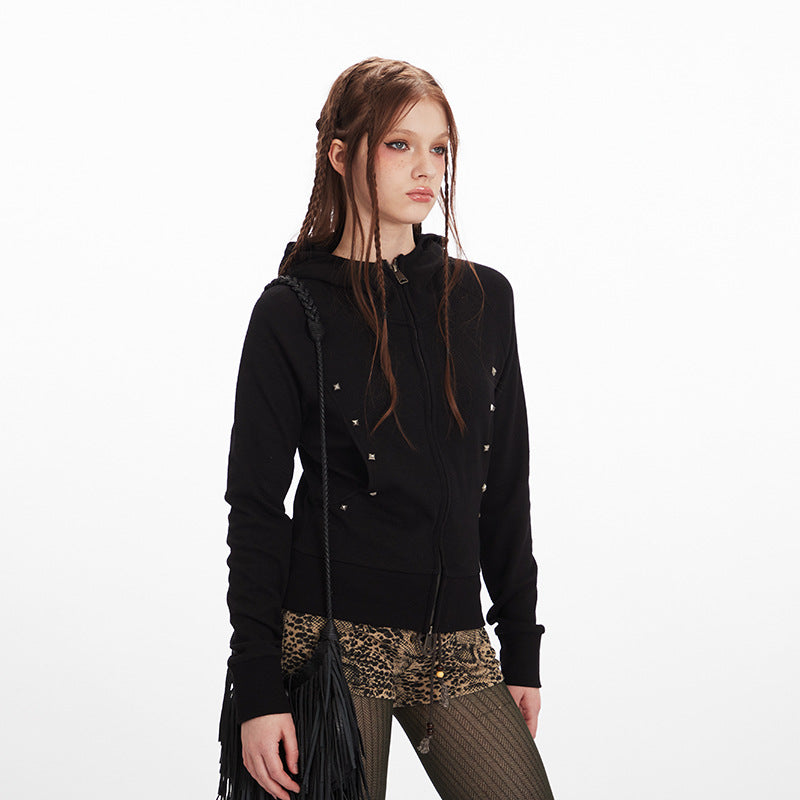 Nariele Shoulder Slim Short Double Zip Jacket