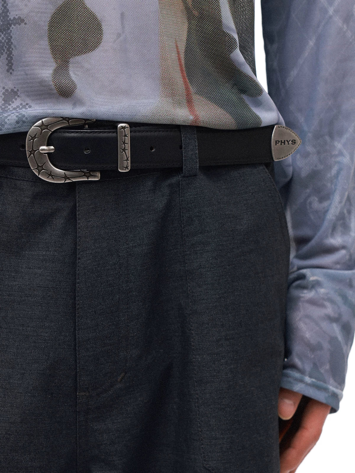 PHYS Tough and Wear-resistant First Layer Cowhide Star Horseshoe Belt