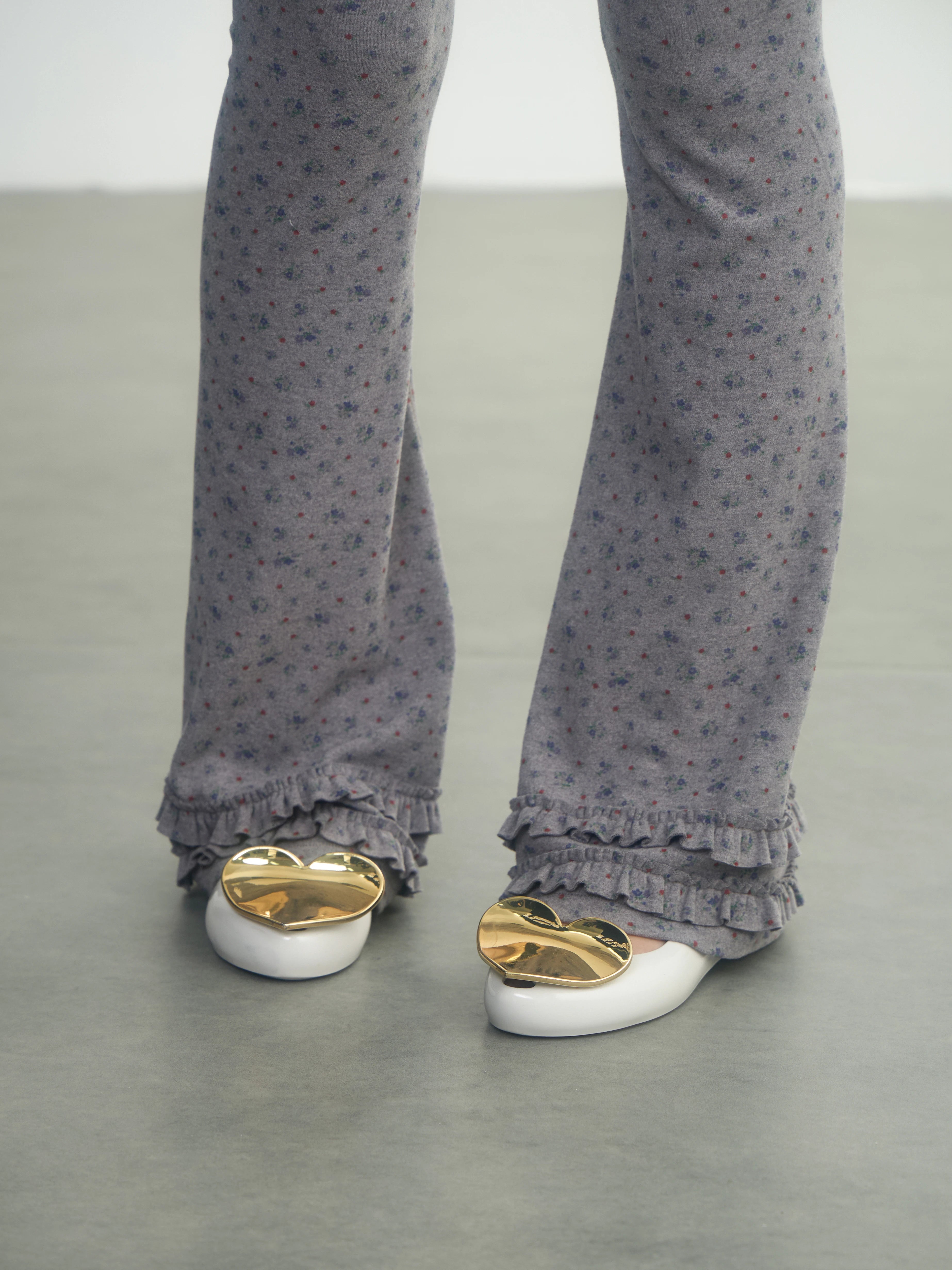 In Two Twos German Velvet Micro-flared Leggings Floral Trousers