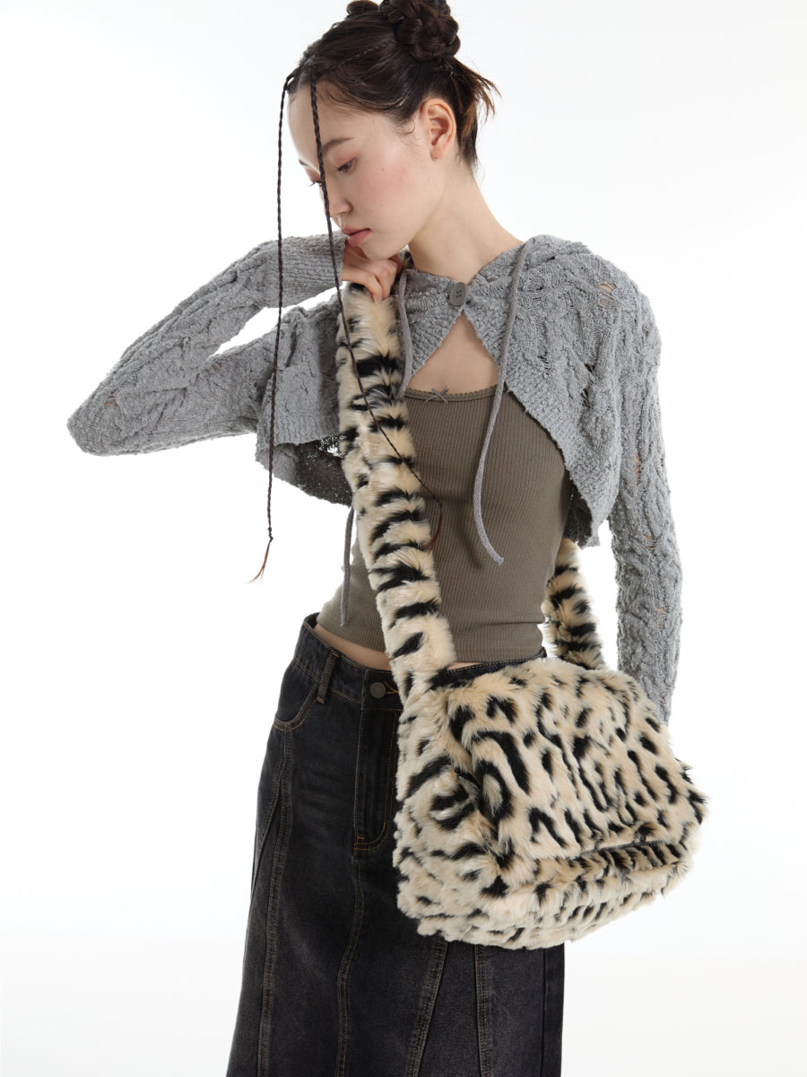 DirtySix spotted leopard flip square bag