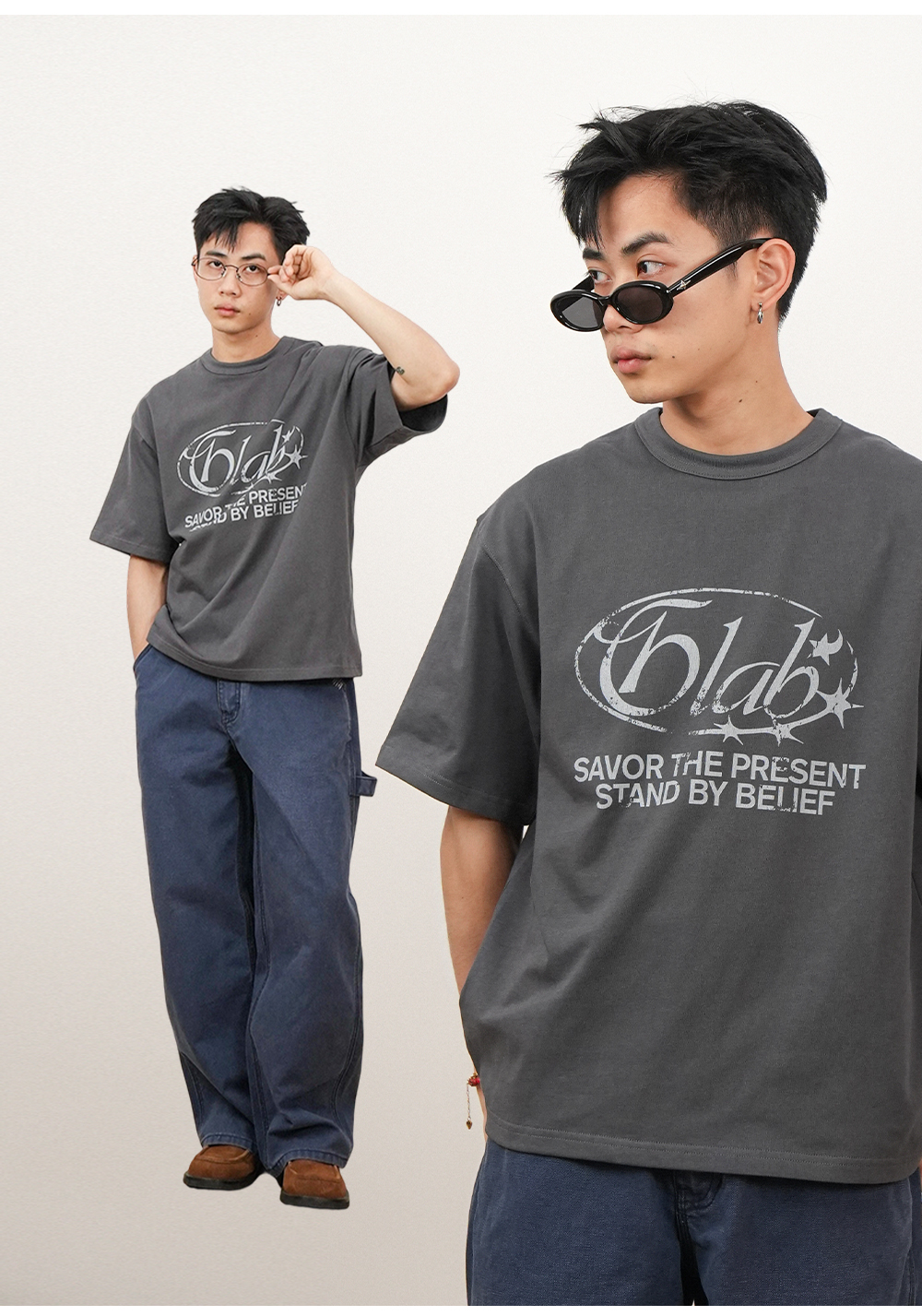GOODLIVEABLE Digital Direct Injection LOGO Printing Loose Tee