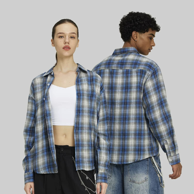 FIVEMEN Vintage Loose Plaid Shirt Jacket
