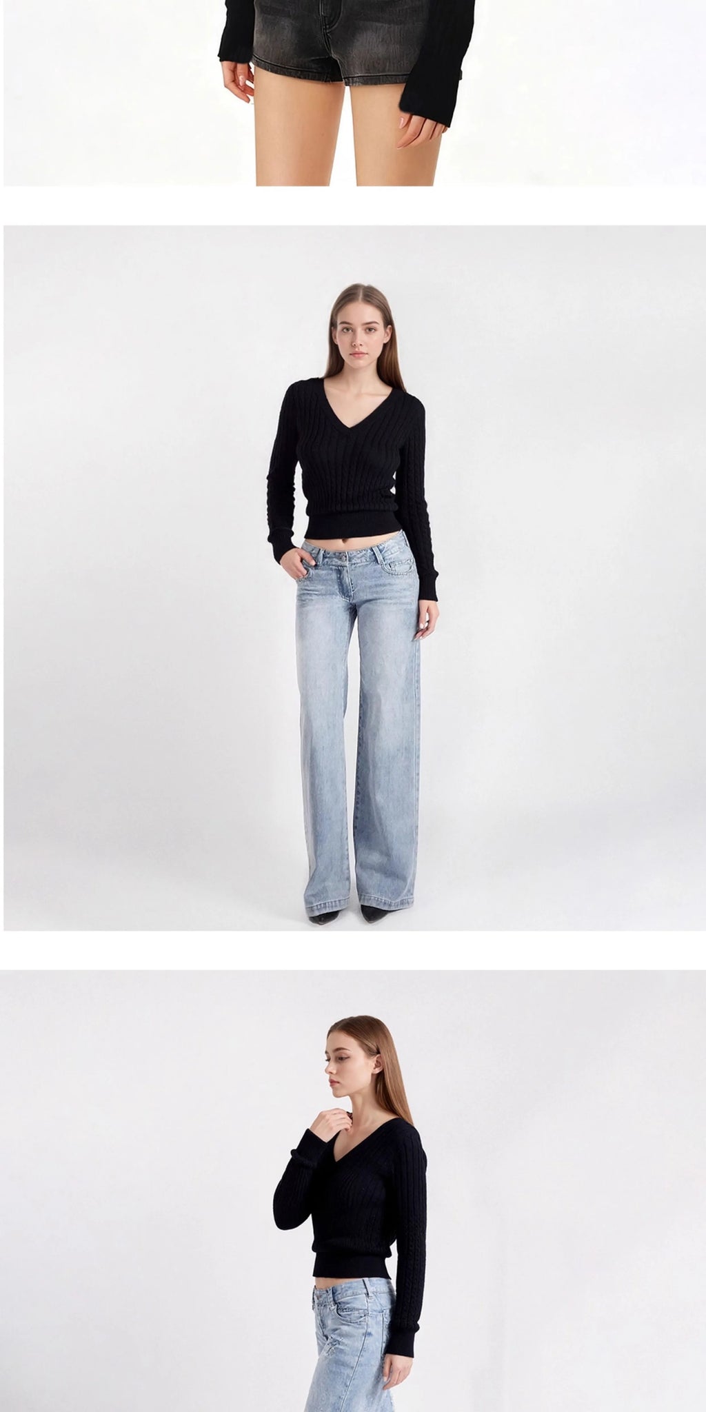 SHE SEEK Vintage V-Neck Knitted Twist Sweater