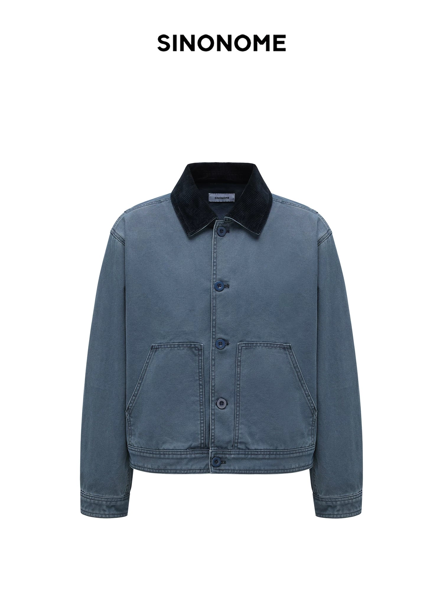 SINONOME cotton washed old corduroy French work short wide jacket cleanfit
