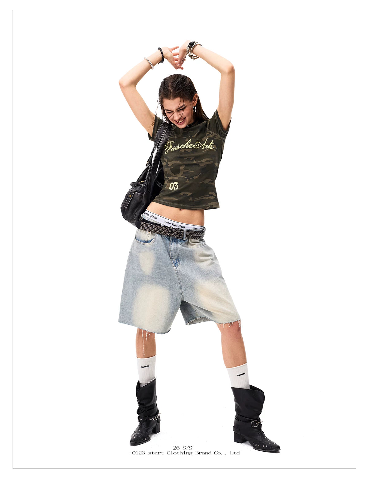 0123Start Camouflage Shoulder Slim Tee