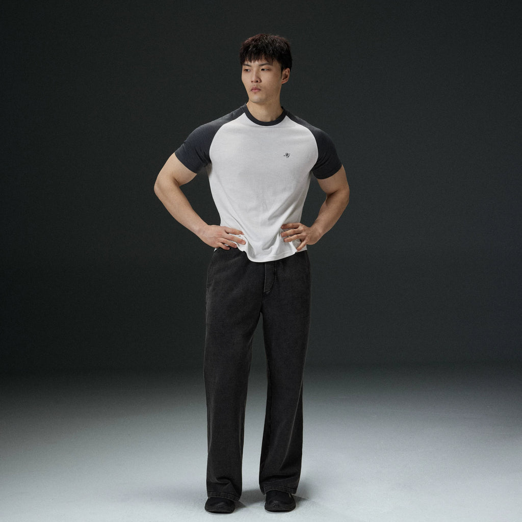 AFTERGLOW Contrast Color Shoulder Sleeve Slim Tee